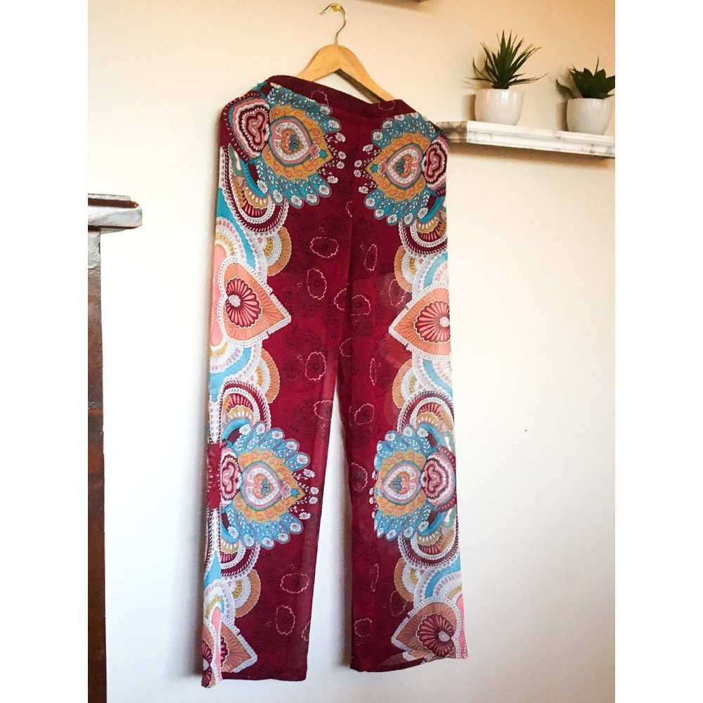 High waisted chiffon pants